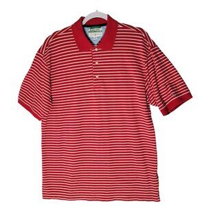 Tommy Hilfiger Buzz Off Mens Polo Shirt Insect Repellent Red White Striped L